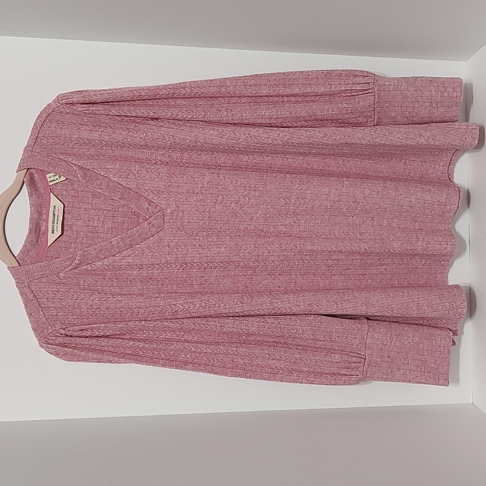 New Heather Pink Bridge Hampton V-Neck Isaac Mizrahi Sweater sz Large
